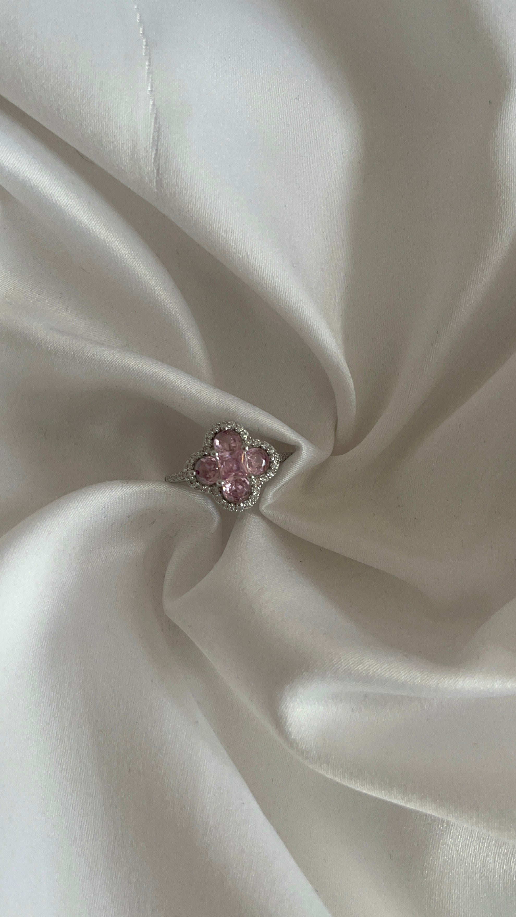 Pink Four Leaf Clover Ring
