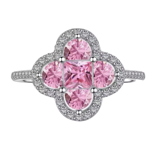 Pink Four Leaf Clover Ring